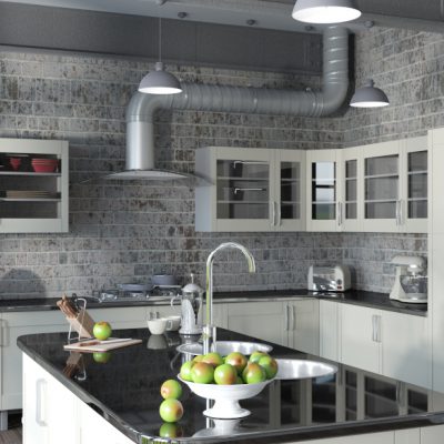 3D render of a contemporary kitchen